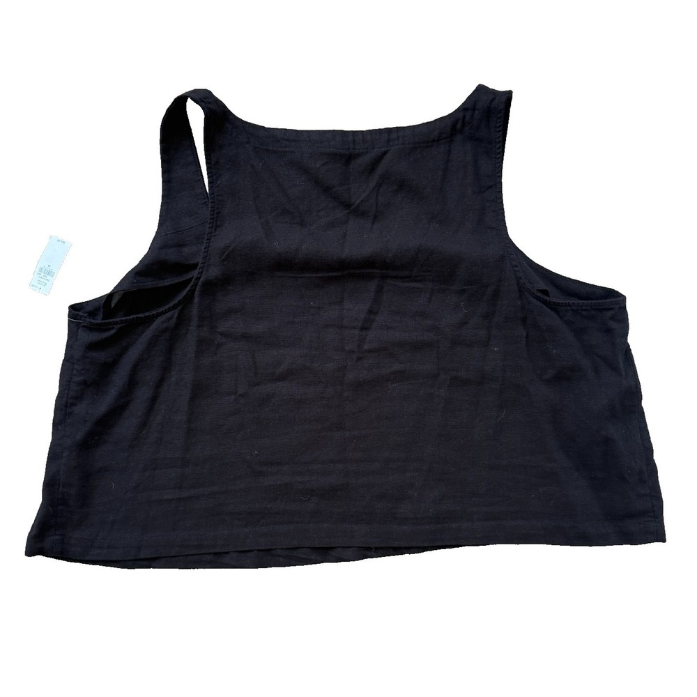 NWT Womens Size 2X Old Navy Black‎ Tank Top linen blend square neck - Picture 4 of 11